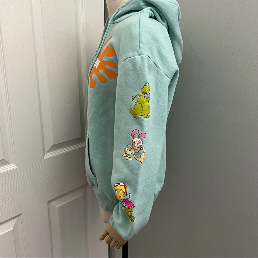 Nickelodeon Mint Green Hoodie Mixed Cartoon Characters S - Picture 10 of 16